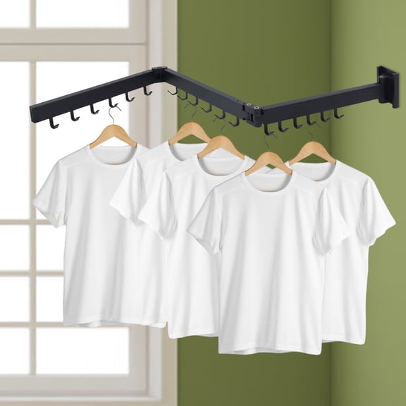 360° Rotating Clothes Hanger Retractable Drying Rack Wall Mounted Laundry Shelf For Balcony Laundry Bathroom