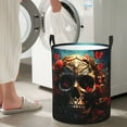 thumbnail image 5 of Rateoe Artistic Flower Butterfly Skull Pattern Round Laundry Hamper Basket, Tall Hamper Basket for Blanket Storage, Nursery Clothes Hamper for Laundry in Bedroom and College Dorm-Small, 5 of 6