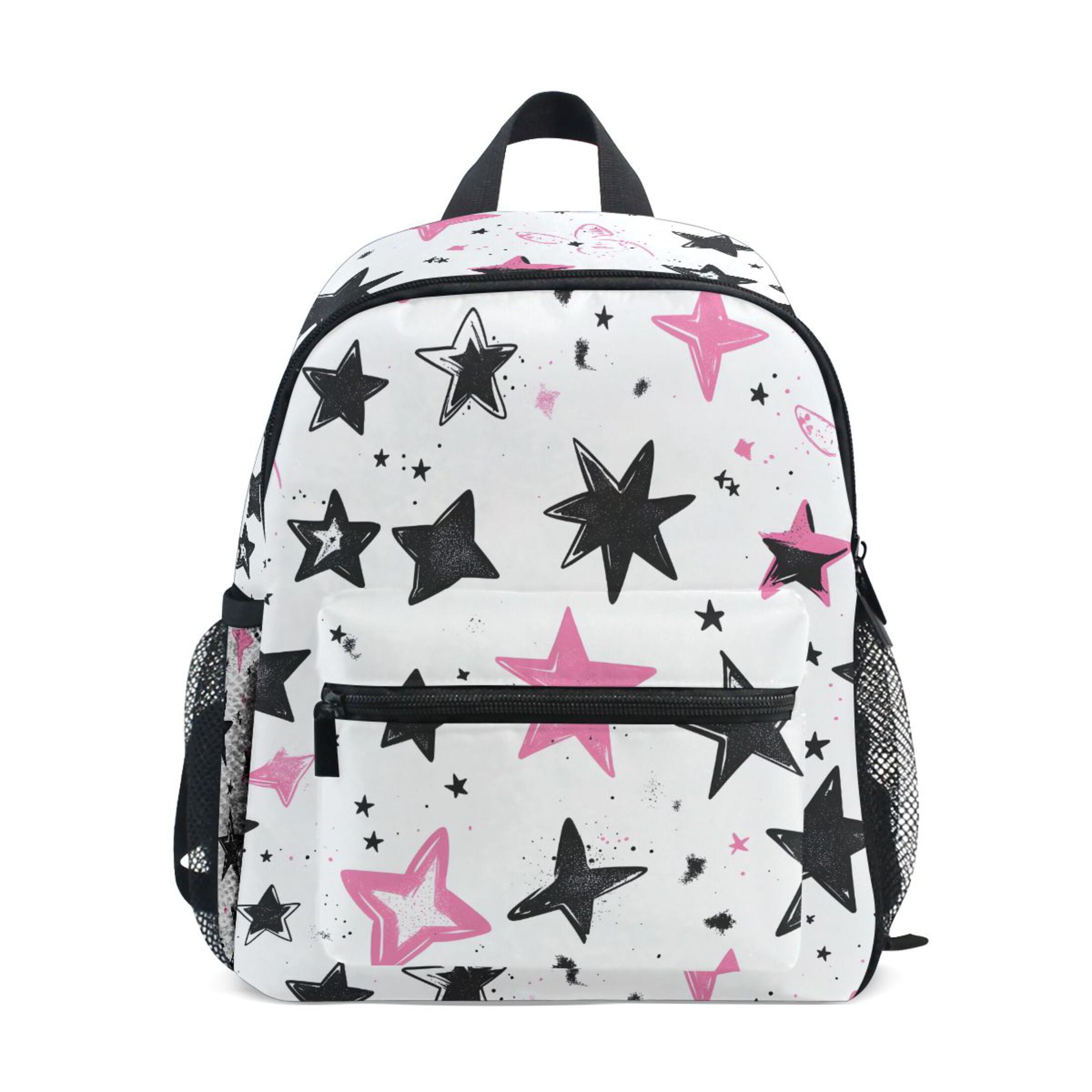Gray Backpack with Pink Star Print Novelty Star Backpack | Personalized Laptop & Sports Backpacks main image 4