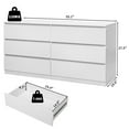 thumbnail image 5 of Ktaxon 6 Drawer Double Dresser Wood Dresser Storage Cabinet Drawer Organizer Chest Of Drawers, White, 5 of 11
