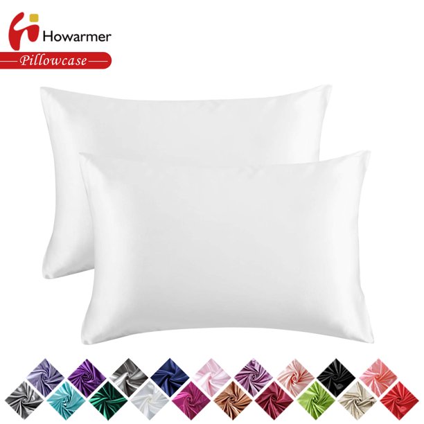 Howarmer Satin Pillow Cases, Set of 2 Bedding Pillowcases for Hair and
