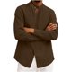 thumbnail image 4 of Ceisia Men's Relaxed Fit Linen Blend Stand Collar Shirt, Solid Color Long Sleeve Casual Button-Up Top Gifts, 4 of 6