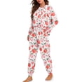 thumbnail image 2 of FOR U DESIGNS Pink Strawberry Pajama Set Long Sleeve and Pants with Drawstring for Women 2 Piece Size 2XL Sleepwear Long Crew Neck Tops for Women Nightwear Comfortable, 2 of 6