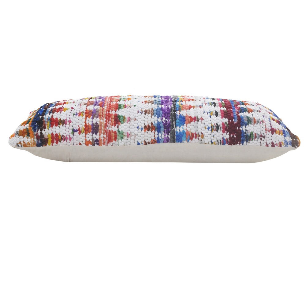 Ox Bay 14" x 36" Hand-Woven White/ Multicolored Geometric Cotton Blend Pillow Cover