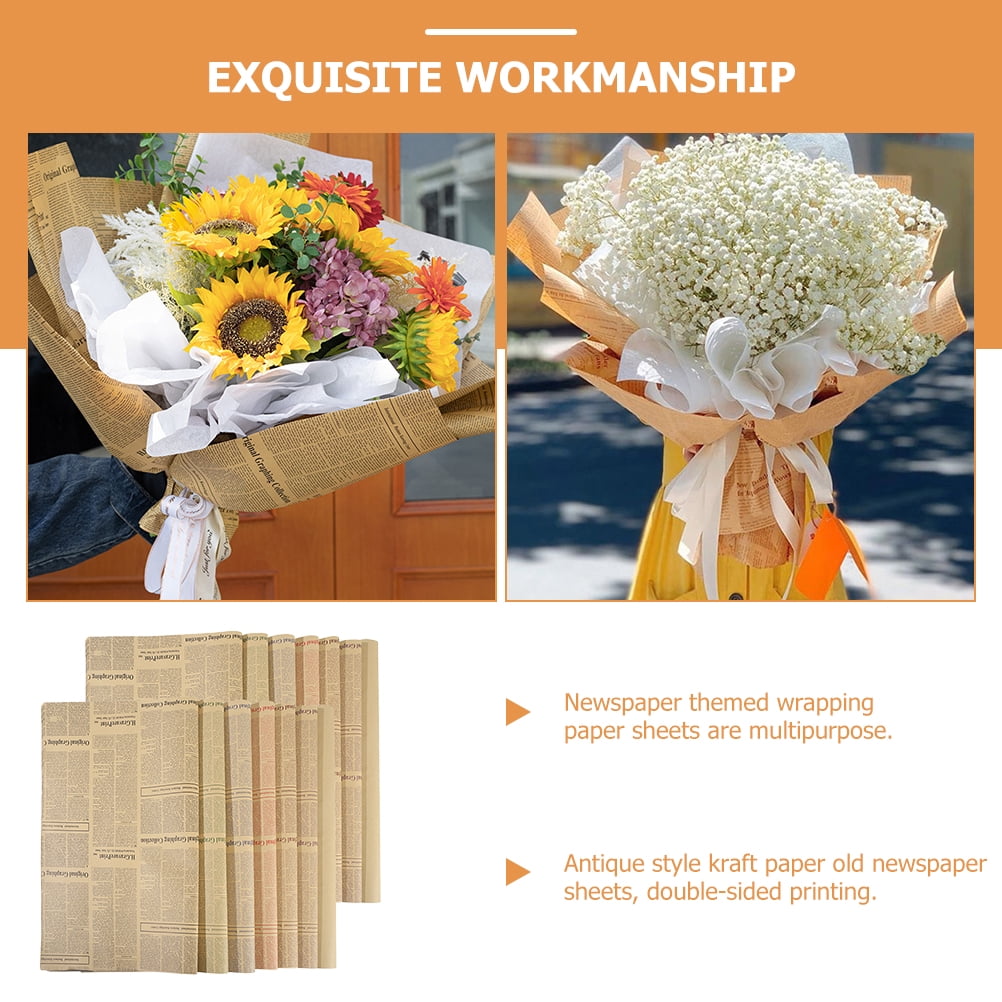 OULII Assorted Color Newspaper Floral Wrapping Paper for Bouquet Packaging and Handmade Crafts