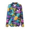 thumbnail image 4 of Womens Hawaiian Long Sleeve Button Down Shirt Tropical Floral Print Beach Vacation Top, 4 of 5