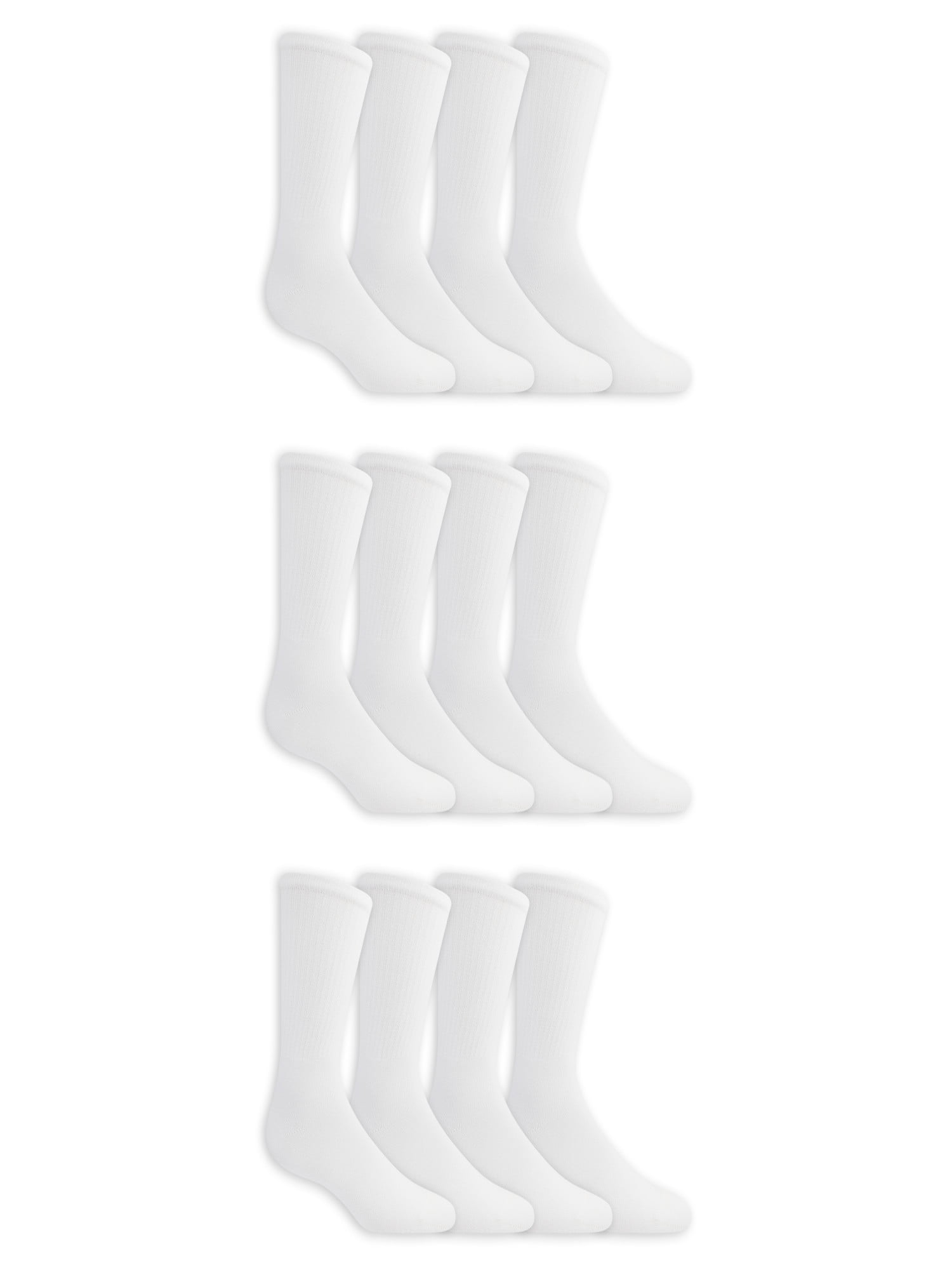 Athletic Works Men's Lightweight Crew Socks, 12-Pack, Moisture-Wicking, Lightweight Fabric, Fits Shoe Sizes 6-12