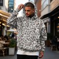 thumbnail image 6 of men's leopard print hoodie, retro animal print pullover sweatshirt, vintage casual hooded top with pocket, brown cheetah pattern fleece jumper, streetwear graphic hoodie for men, cozy winter warm, 6 of 7
