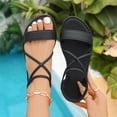 thumbnail image 6 of Women's Criss Cross Flat Sandals, Open Toe Elastic Ankle Strap Summer Casual Walking Beach Dress Sandals Comfort Soft Sole Strappy Sandals for Daily Wear, 41, 6 of 9
