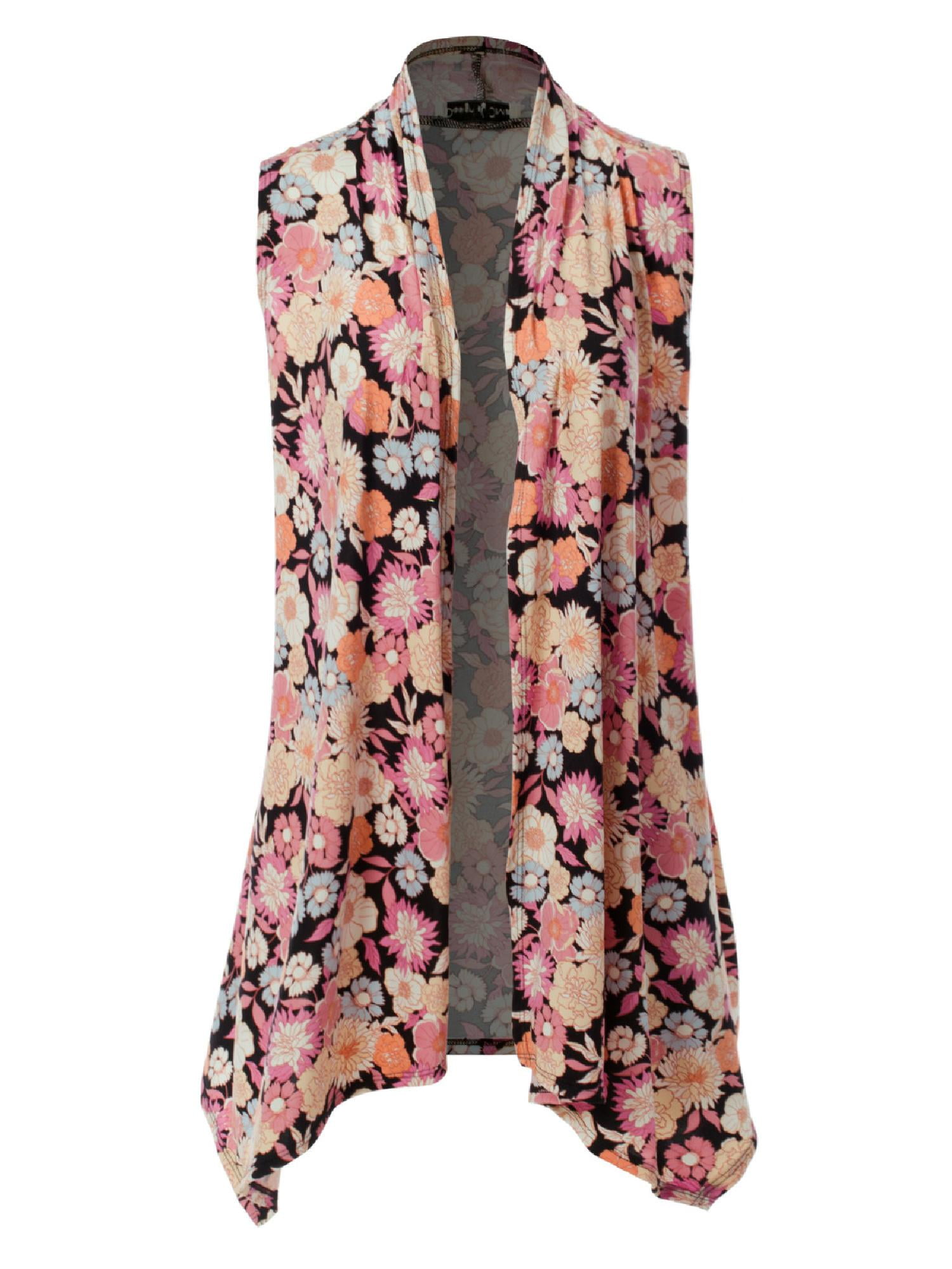 Made by Olivia Women's Open Front Draped Sleeveless Long Vest Cardigan