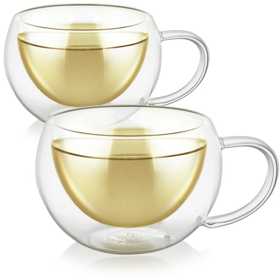 Teabloom MODERN CLASSIC® Double Walled Cups – Insulated Glass Cups - 6oz / 200ml (Set of 2)