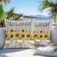 thumbnail image 2 of Outdoor Waterproof Pillow Covers Pack of 2, Hey Summer Sunflower Yellow Floral Farm Wood Grain Decorative Throw Pillowcases Cushion Covers for Garden Patio Tent Sofa Couch, 16x16 inch, 2 of 8