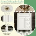 thumbnail image 6 of 24" Elegant French Compact Freestanding Cabinet, Bathroom Storage Unit with Adjustable Shelf, Modern Small Bathroom Vanity with Ceramic Sink for Bathroom, White, 6 of 9