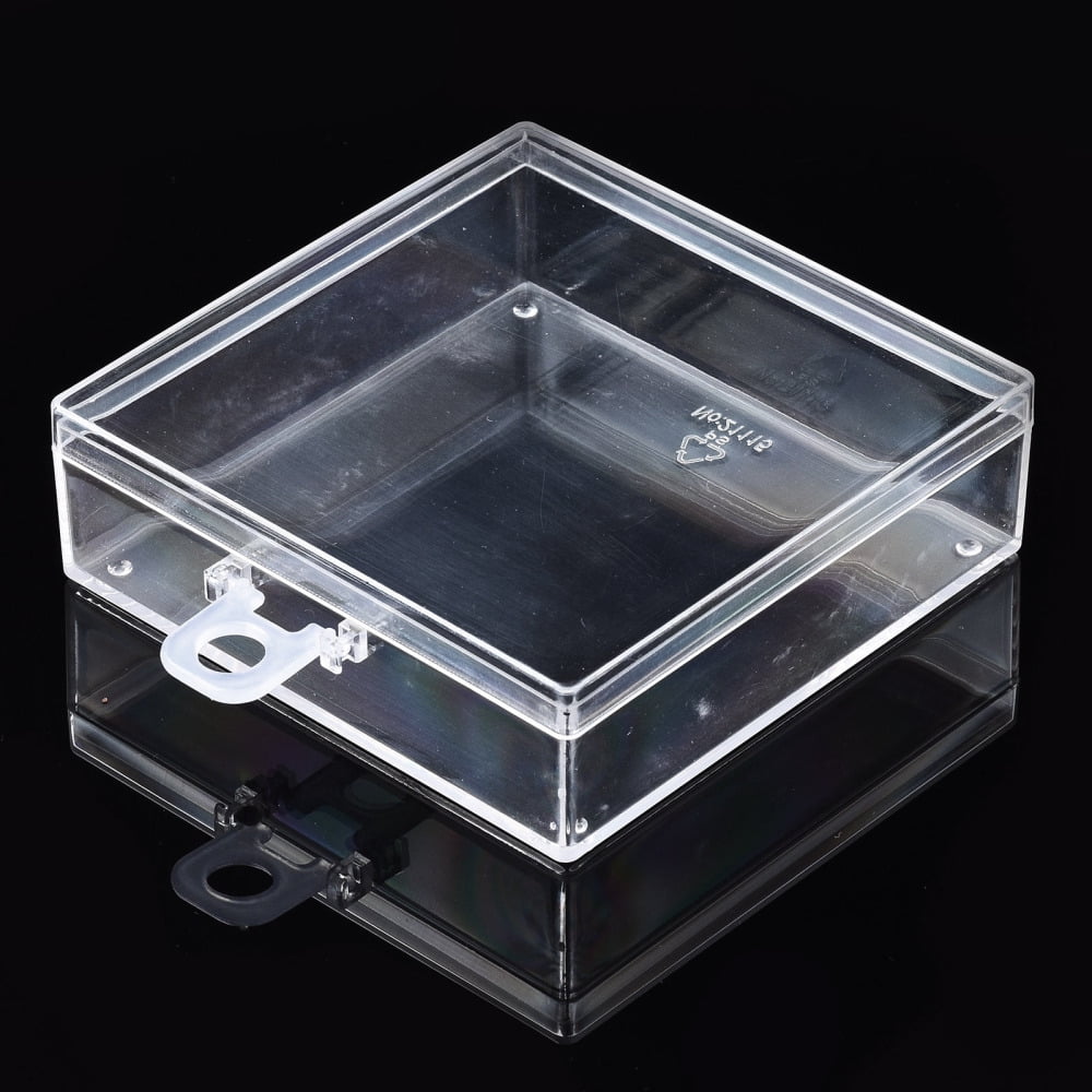 Polystyrene Bead Storage Containers 1 Compartments Organizer Boxes Square Clear 8.45x8.45x2.6cm Hole: 8mm Compartment: 8.1x8.1cm DIY