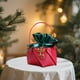 thumbnail image 5 of Bolsa de regalo de cuero de Navidad | Bolsita de caramelos de terciopelo y franela navideña | Bolsa festiva Rojo Verde con Asas | Decoración navideña reutilizable | 10x8cm | 1 Conjunto, 5 of 6
