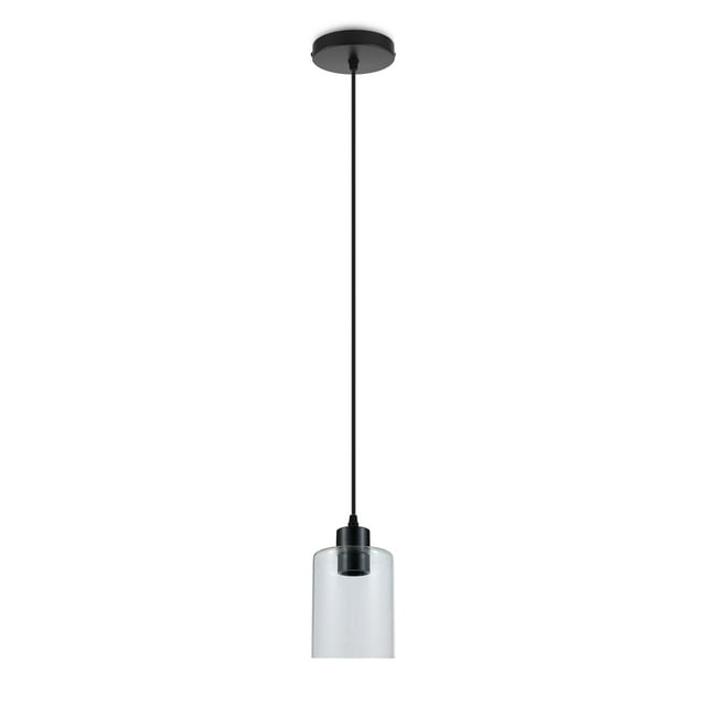 Mistaha Modern Matte Black Glass Pendant Light Fixture - Metal Hanging Lamp for Kitchen, 60W Max Power, Bulb Not Included, Single Pack, US Standard