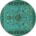 thumbnail image 1 of Ahgly Company Indoor Round Persian Turquoise Blue Traditional Area Rugs, 5' Round, 1 of 4