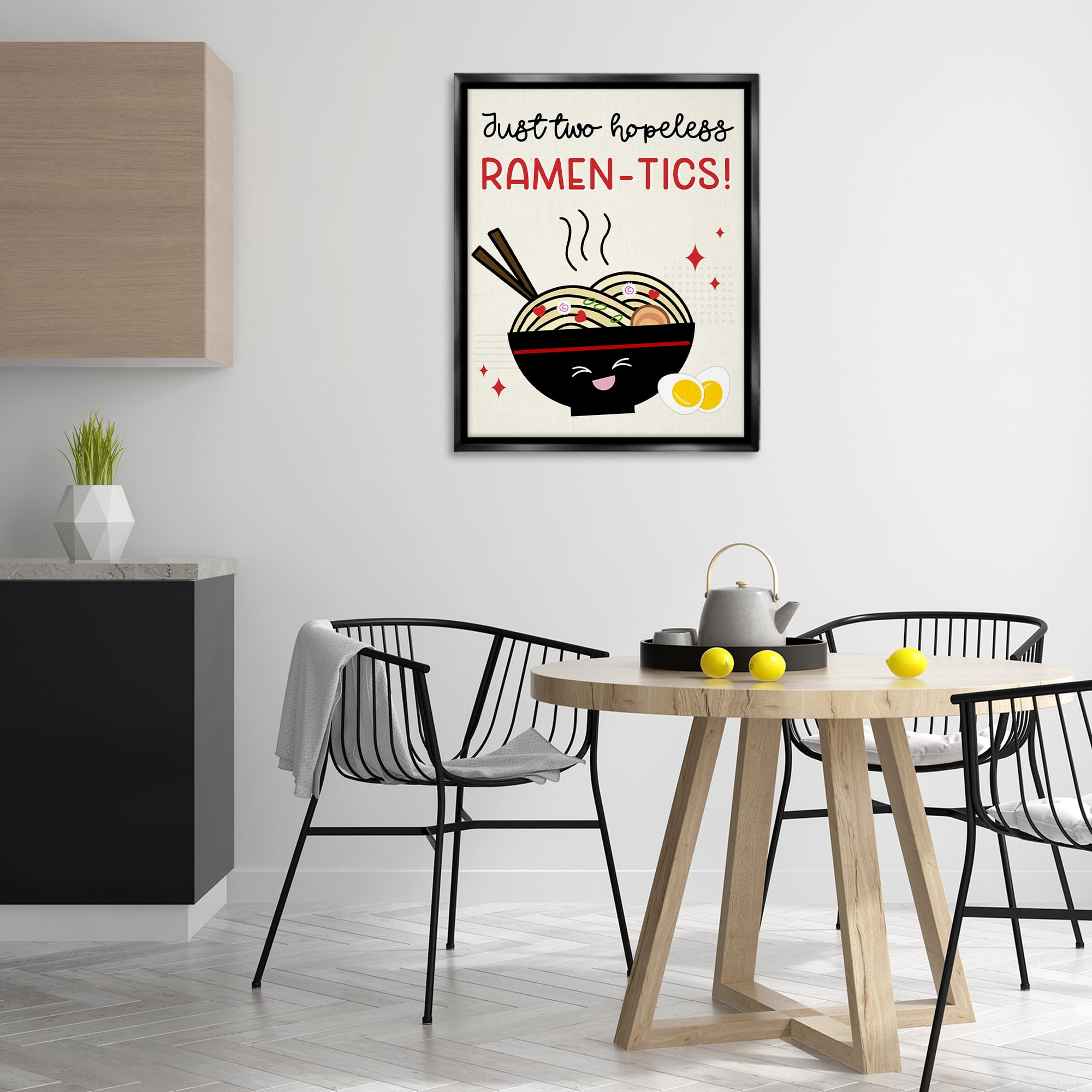 Stupell Industries Two Hopeless Ramen-tics Food & Beverage Painting Black Floater Framed Canvas Art Print Wall Art, 25 x 31