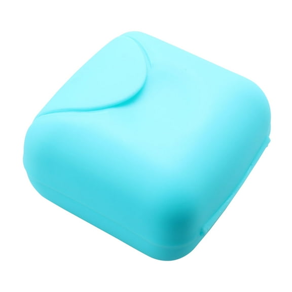 Unique Bargains Traveling Plastic Square Shower Soap Holder Container Portable Box Case Blue