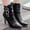 Black, variant on Bmisegm Fashion Women Square High Heels Zipper Solid Color Short Boots Pointed Toe Shoes Boots for Women White 9