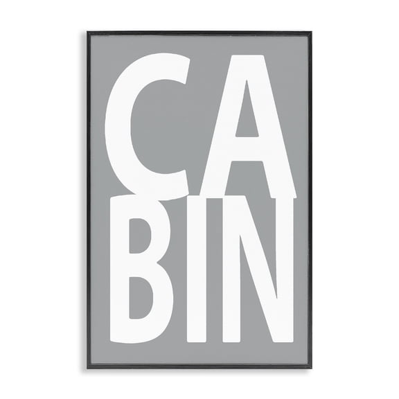 Stupell Industries Coastal Cabin Word on Grey Black Framed Giclee Art, 12 x 18, by Jamie MacDowell