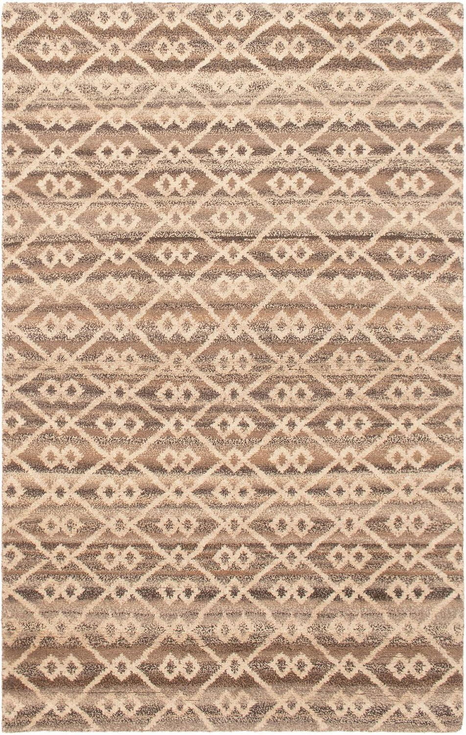 ECARPETGALLERY 5'1" x 8'1" Moroccan Tangier Hand-knotted Area Rug for Living Room, Dining Room and Bedroom in Brown