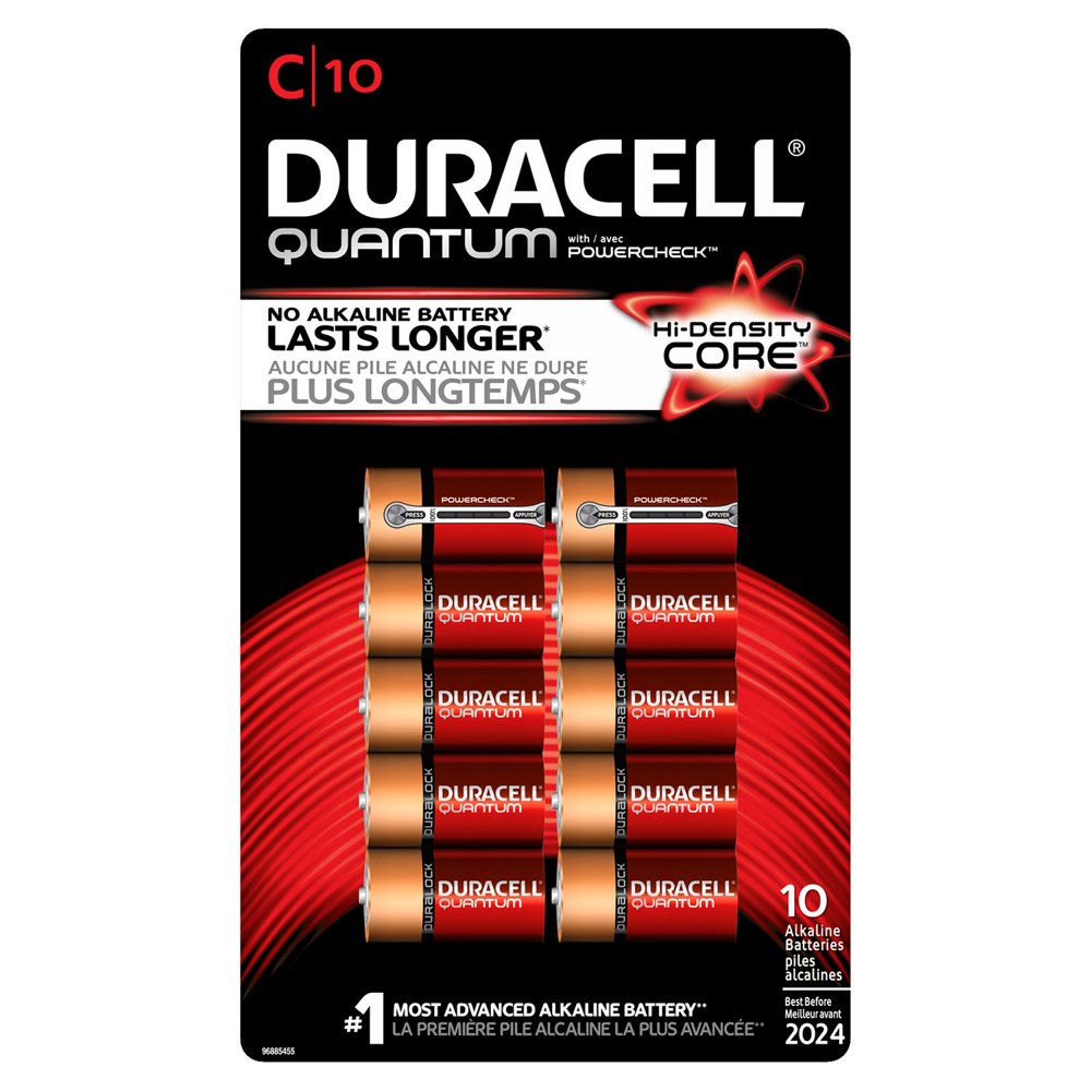 Duracell 41333665504 Quantum C Alkaline Batteries 10ct. Pk HiDensity