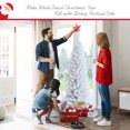 thumbnail image 4 of Patiojoy 5FT Life-Like Slender White Christmas Tree Artificial Pencil Unlit Xmas Tree W/ Folding Metal Stand & Sturdy PVC, 4 of 10