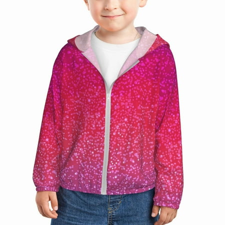 

Goofa Light Purple Glitter Printed Kids Zip-Up Hoodie Girls Boys UPF50+ Sun Protection Jacket Hooded Cooling Shirt-3 Years