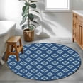 thumbnail image 4 of Classic Blue Pattern Round Area Rugs 3 ft, Abstract Tribal Aztec Western Washable Small Area Rug with Non-Slip Sturdy Edge Binding Round Front Door Mat Floor Carpet for Entryway, 4 of 9