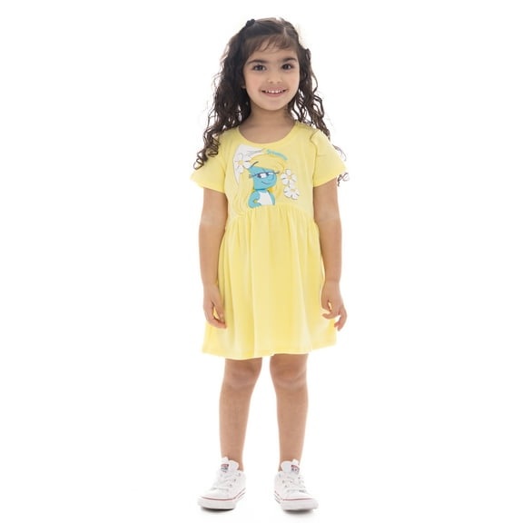 Smurfs Toddler Girl Graphic Print Dress with Short Sleeves, Sizes 2T-5T