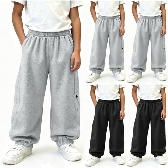 Youth Boys' Sweatpants 5-15 Years - Soft Jogger Pants with Pockets, Elastic Waist Baggy Pants for Kids School Sports