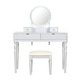 thumbnail image 3 of Euroco Elegant Sunflower Vanity Set with Fluted Drawers & Carved Legs – Solid Wood, Adjustable Mirror, Cushioned Stool Included, 3 of 9