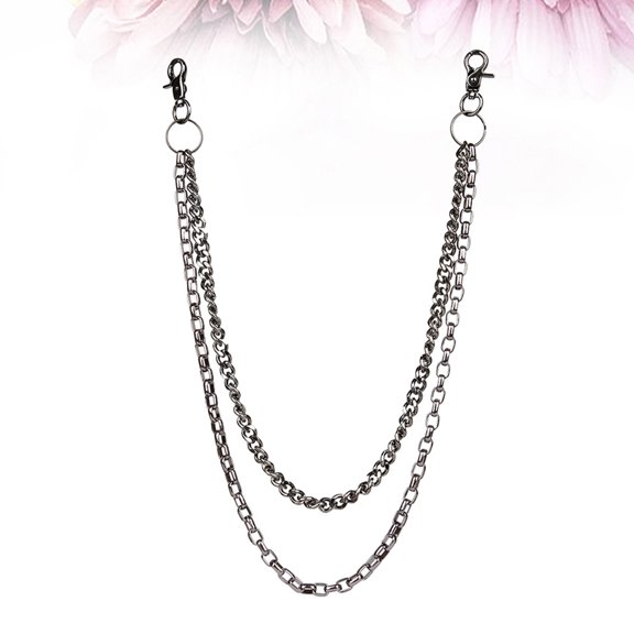 ibasenice Men's Punk Trousers Chain Stylish Double pe Pocket Accessory Casual Jeans Chain Black Color