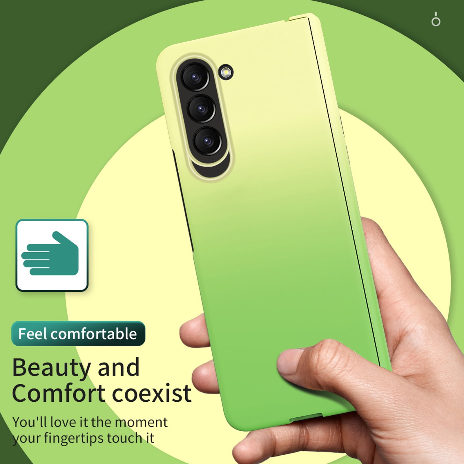 for Samsung Galaxy Z Fold 5 5G 2023 Case, Luxury Gradient Tempered Glass Drop Protection Matte Shockproof Hybrid Folding Flip Phone Case Cover for Samsung Galaxy Z Fold 5 5G 7.6 inch, Yellow + Mint