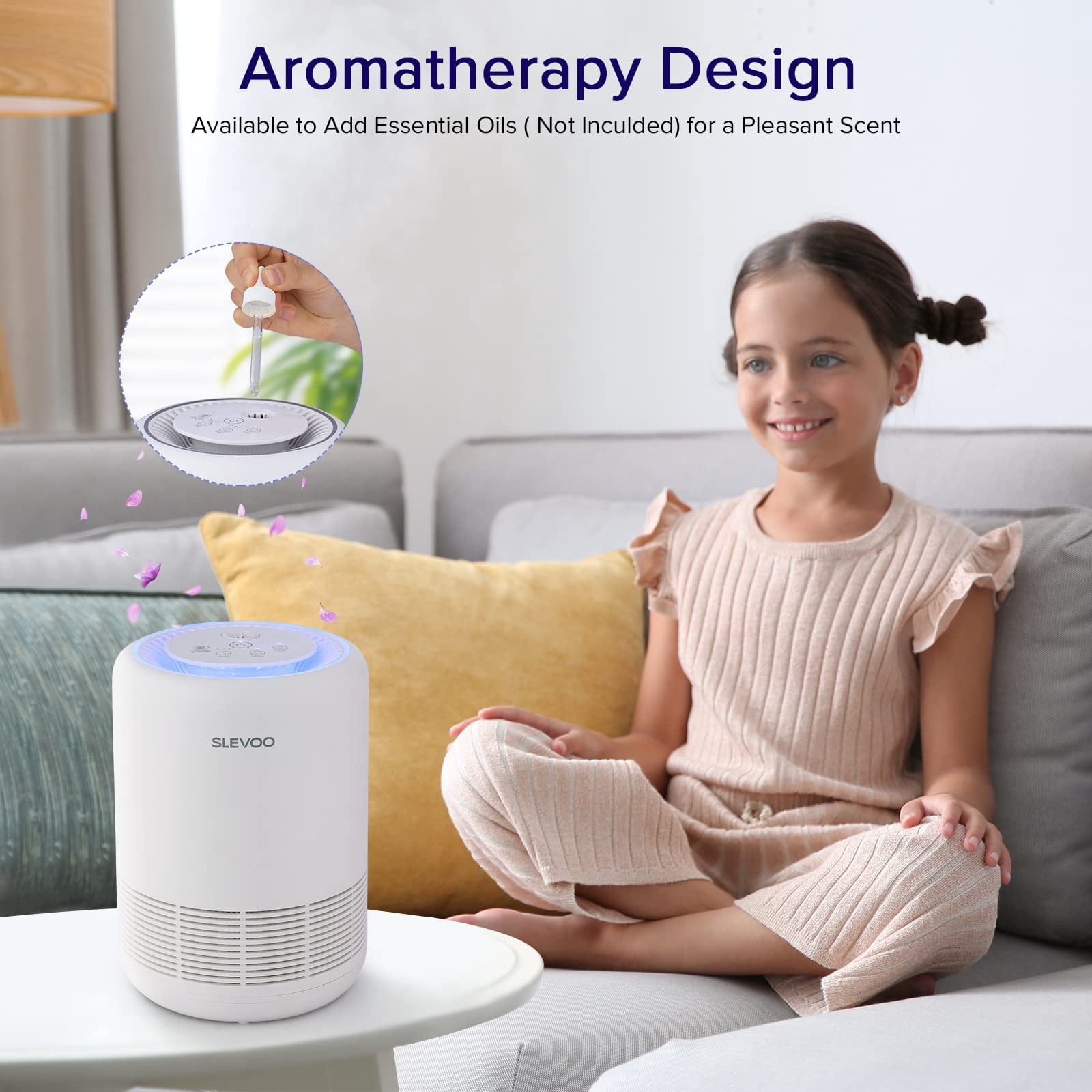 Slevoo Air Purifier BS 01, 450 ft² H13 True HEPA Air Purifier, White