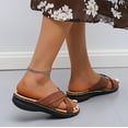 thumbnail image 4 of asdoklhq Slippers for Women Summer,New Car Line Thick Bottom Cross Wedge Heel Half Slippers, 4 of 7