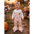 thumbnail image 4 of Cjfdfy Newborn Baby Girls Halloween Outfits My First Halloween Letter Pumpkin Ghost Embroidery Long Sleeve Romper And Flared Pants Headband Set Cute Infant Fall Outfit, 4 of 9