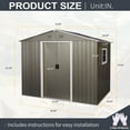 thumbnail image 2 of CarButler 8x6ft Metal Outdoor Storage Shed with Window and Lockable Sliding Doors for Garden Backyard Patio Lawn Gray, 2 of 7