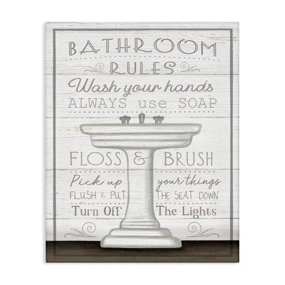Stupell Industries Cottage Rustic Bathroom Rules Sink Canvas Art, 24 x 30, by Elizabeth Tyndall