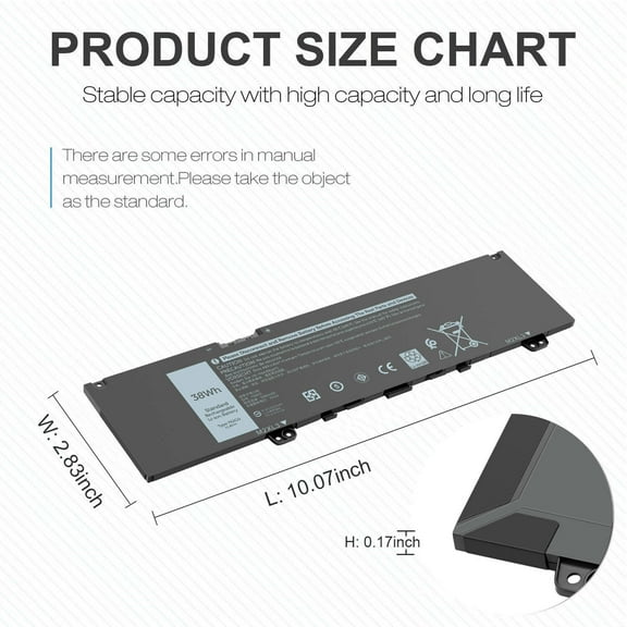 For Dell F62G0 Battery Inspiron P83G P87G P91G P83G001 P83G002 P87G001 39DY5