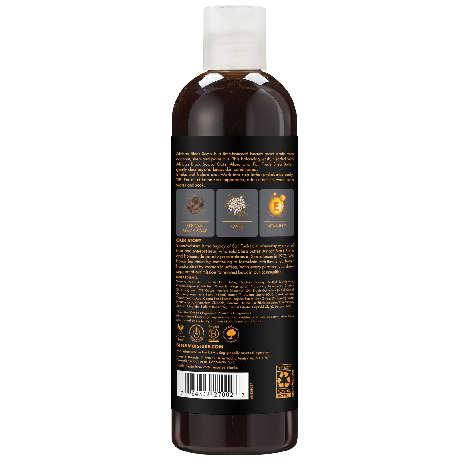 Shea Moisture African Black Soap Body Wash 13 oz (Pack of 2)