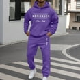 thumbnail image 2 of FINALGANG Men Hoodie Outfits Letter Printed Long Sleeve Hooded Sweatshirt Tops Sweatpants Set Mens Trendy Climbing Hiking Camping Cycling Outfit,Dark Purple,Xxl, 2 of 4
