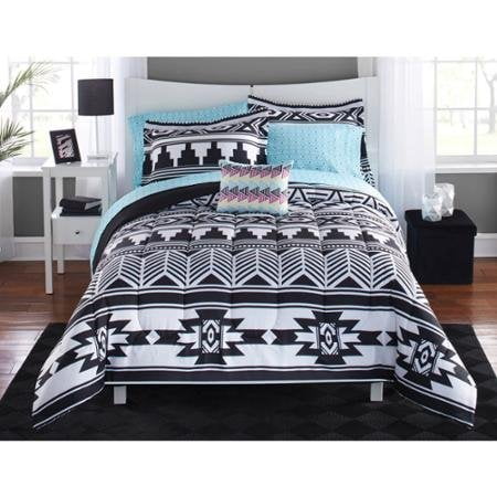 8 Piece Tribal Black And White Bed In A Bag Bedding Set King Size