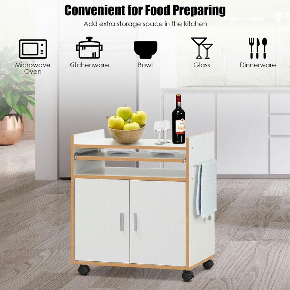 Finihen Rolling Storage Cabinet Cart, Kitchen Island Cart, Kitchen Island on Wheels with Removable Shelf and Towel Rack, for Kitchen, Dining Room, White Finihen Rolling Storage Cabinet Cart, Kitchen Island Cart, Kitchen Island on Wheels with Removable Shelf and Towel Rack, for Kitchen, Dining Room, White
