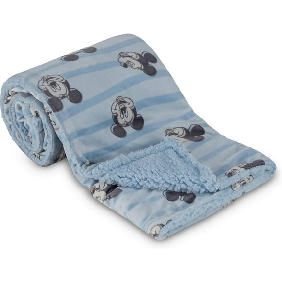 Disney Baby Blanket, Plush Mink & Sherpa Throw, Ultra-Soft Newborn & Infant Blanket, 30” x 40” – Mickey Mouse