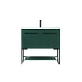 thumbnail image 3 of Elegant Decor Sloane 36" MDF and Steel Single Bathroom Vanity in Green, 3 of 8