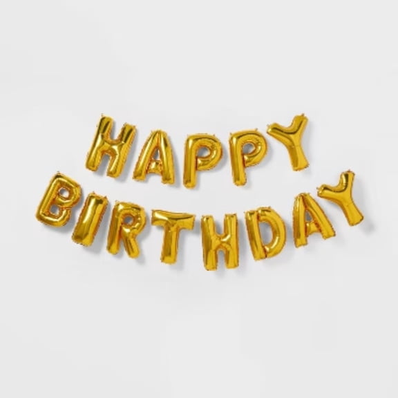 Gold Happy Birthday Foil Balloon Banner -