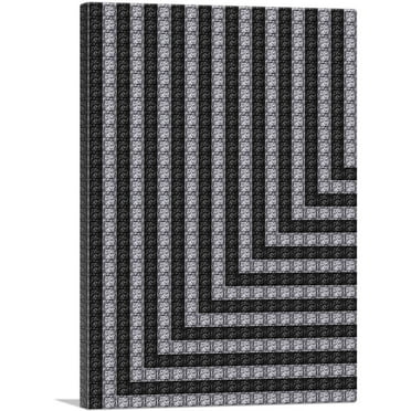 ARTCANVAS Modern Contemporary Black White Jewel Lines Pixel Canvas Art Print - Size: 26" x 18" (0.75" Deep)