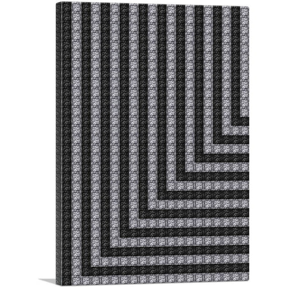 ARTCANVAS Modern Contemporary Black White Jewel Lines Pixel Canvas Art Print - Size: 40" x 26" (0.75" Deep)